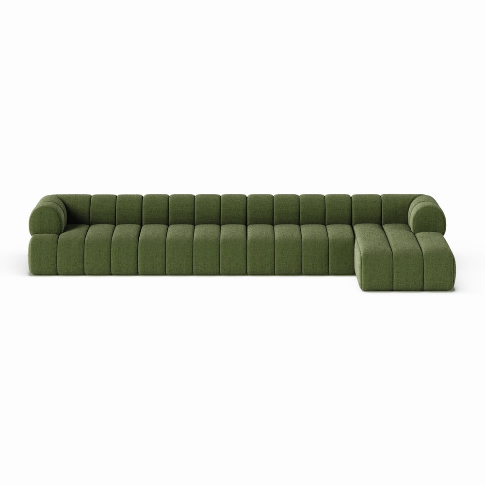 Sofá secional de veludo chenille de 4 peças Nimbus 4000 mm com chaise Imagem da janela