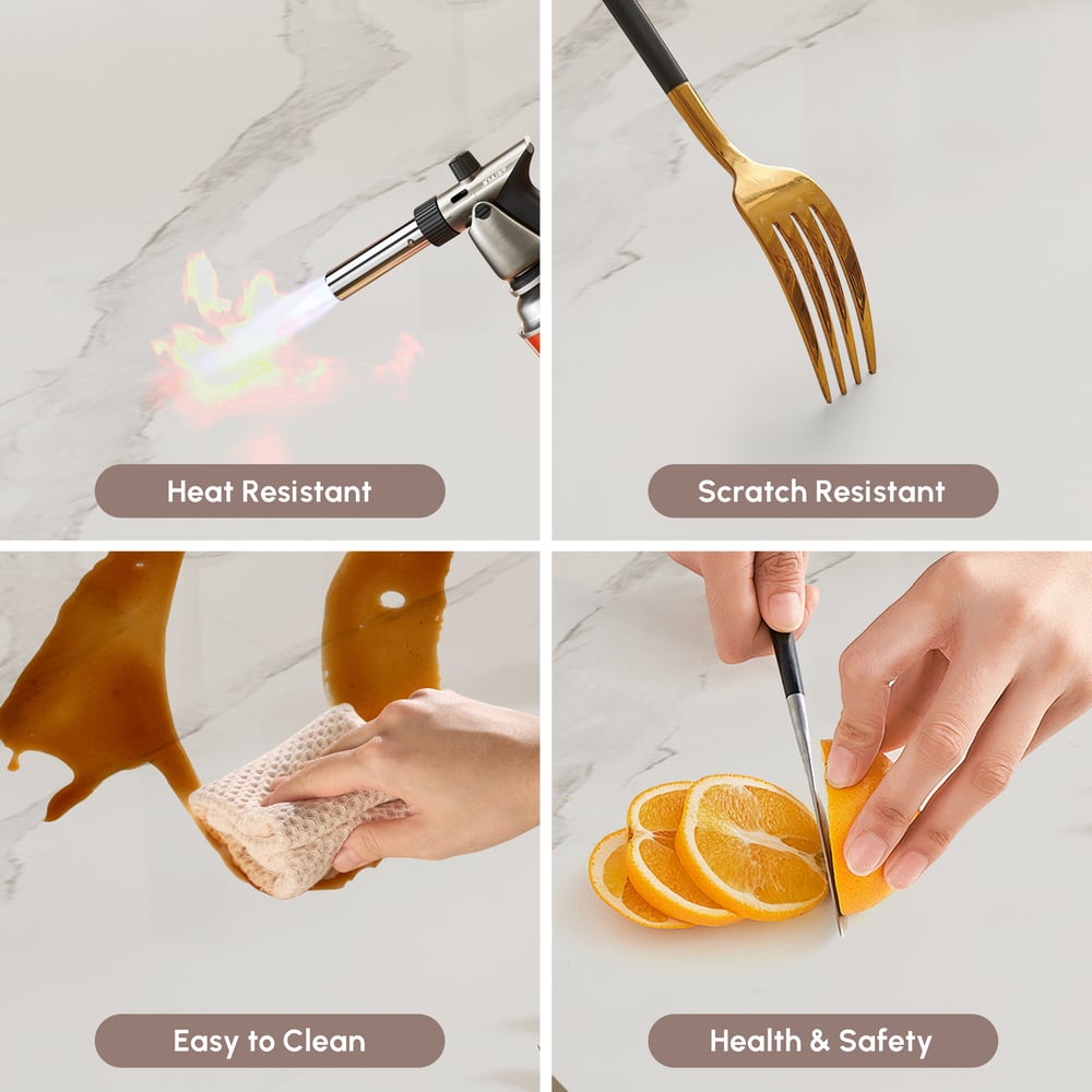 Luxotic Series 86.6" Modern Rectangle Dining Table Sintered Stone Top Seats 6-8 window image