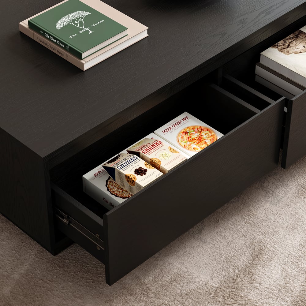 1200mm Mid Century Rectangular Black Block Coffee Table window image