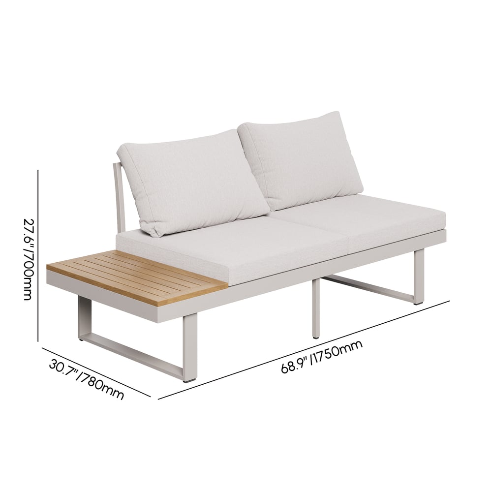 4-Pieces Outdoor Acacia Sectional Sofa Set with Cushion and Side Table weights dimensions image