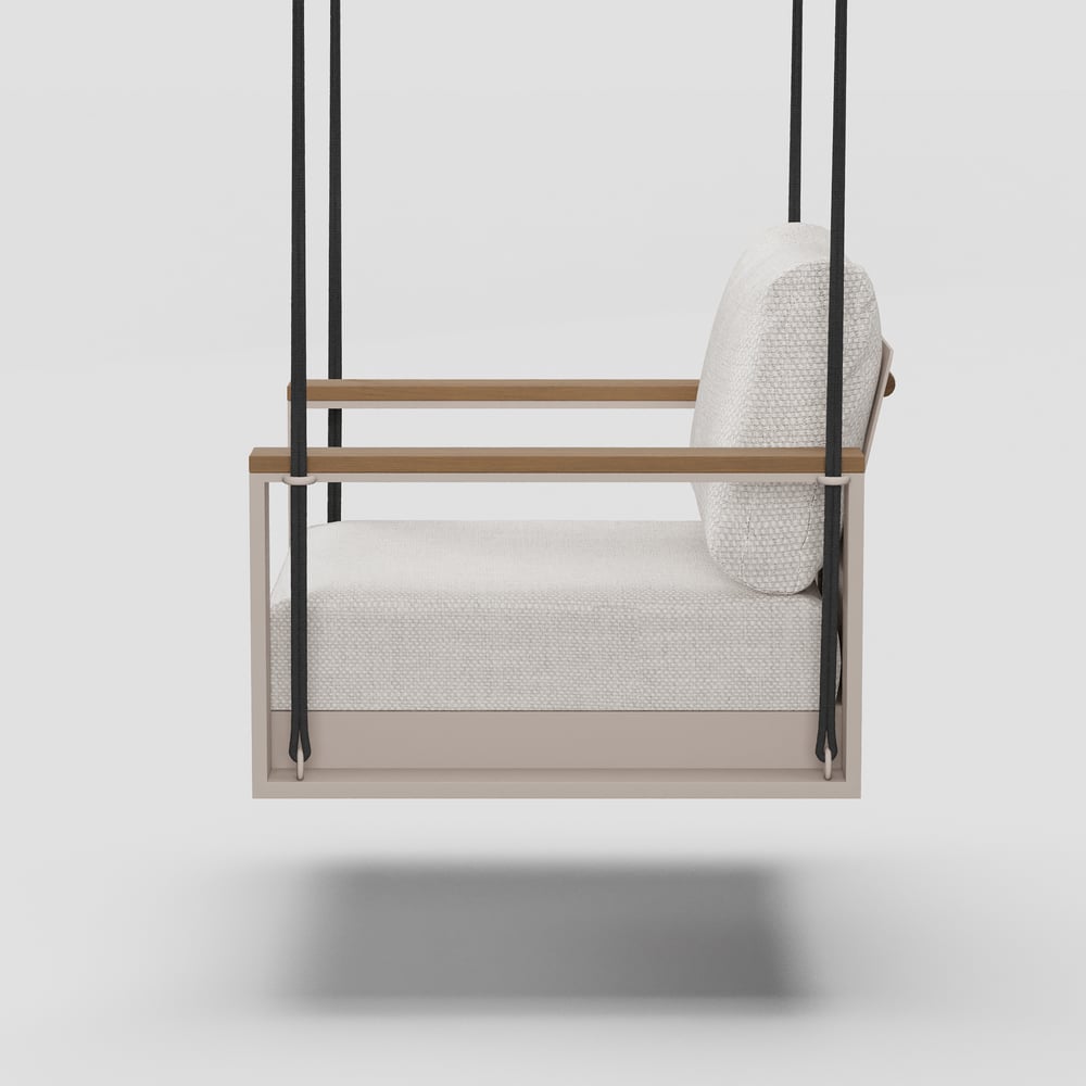 Axis Outdoor Swing Sofa in Warm White Aluminum with Cushion window image