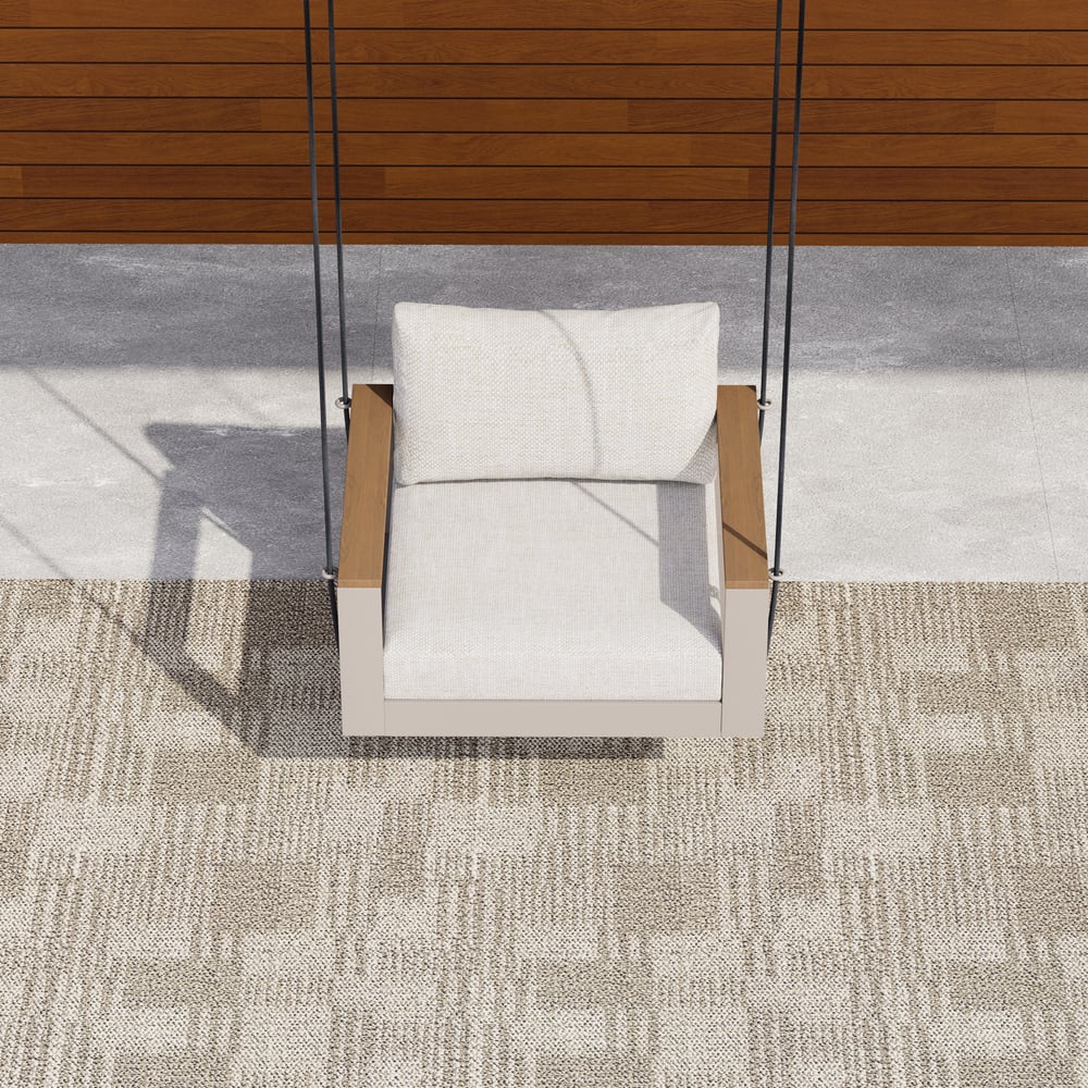 Axis Outdoor Swing Sofa in Warm White Aluminum with Cushion window image