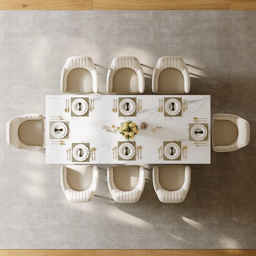 Luxotic Series 86.6" Modern Rectangle Dining Table Sintered Stone Top Seats 6-8 window image