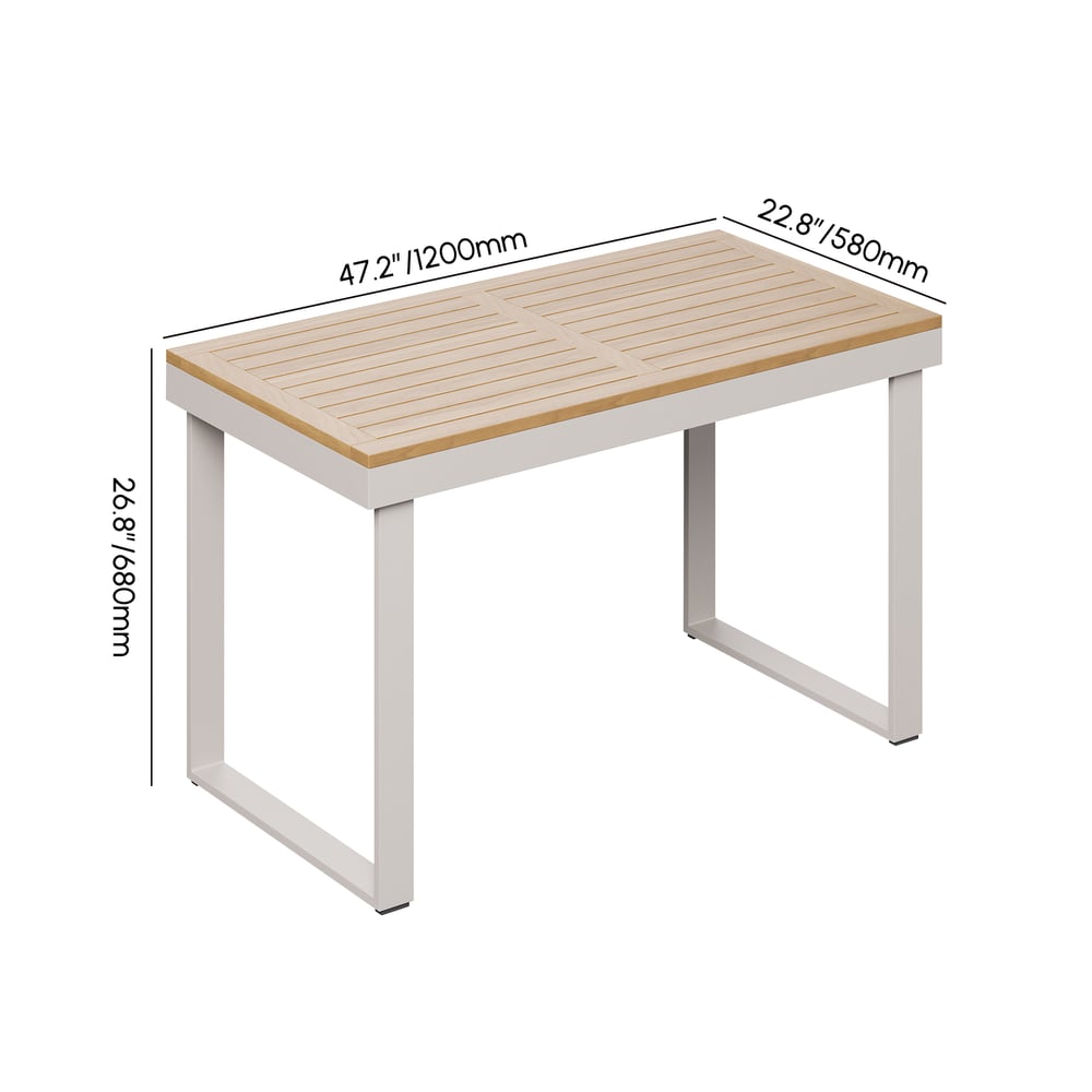 4-Pieces Outdoor Acacia Sectional Sofa Set with Cushion and Side Table weights dimensions image