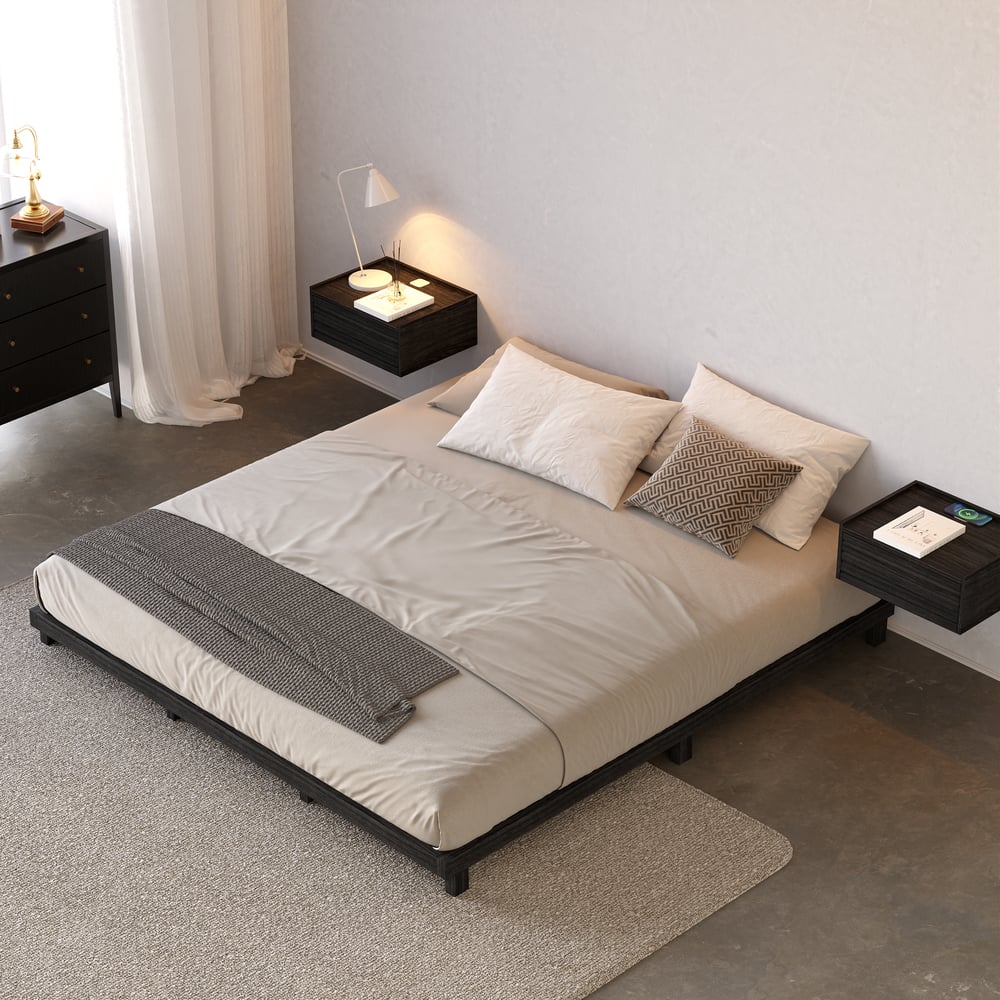 Japanese Style Black King Floor Bed window image