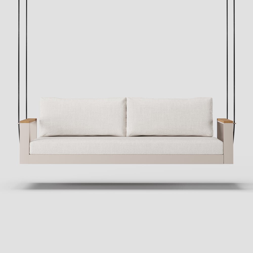 Axis Outdoor Hanging Daybed in Warm White Aluminum with Cushion window image