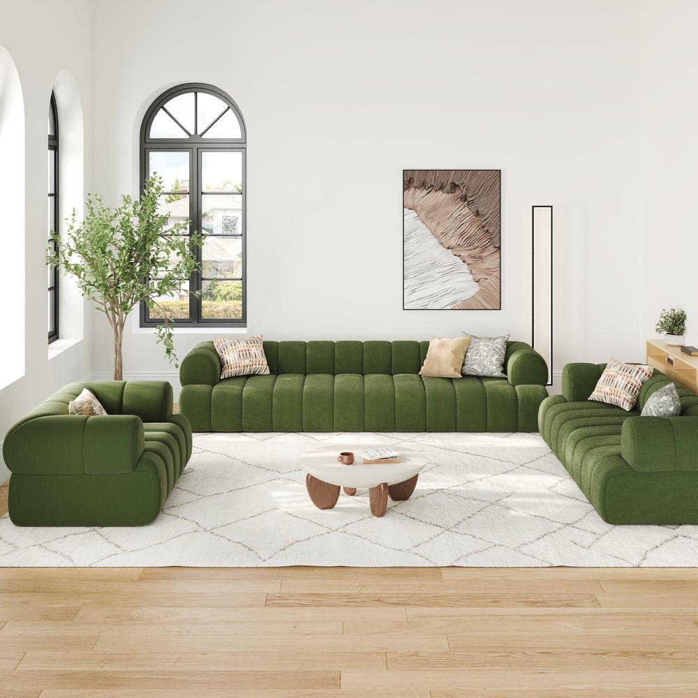 Nimbus 3120mm 3-Seater Channel Chenille Velvet Sofa window image