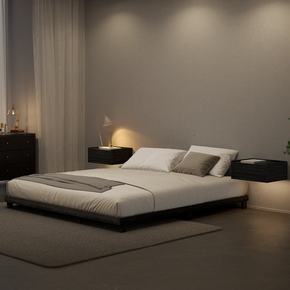 Japanese Style Black King Floor Bed window image