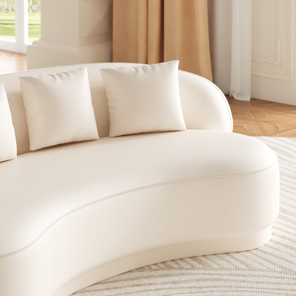 Suncurve Modern Leather Upholstered Sofa 3-Seater Sofa 82.7" White Sofa window image