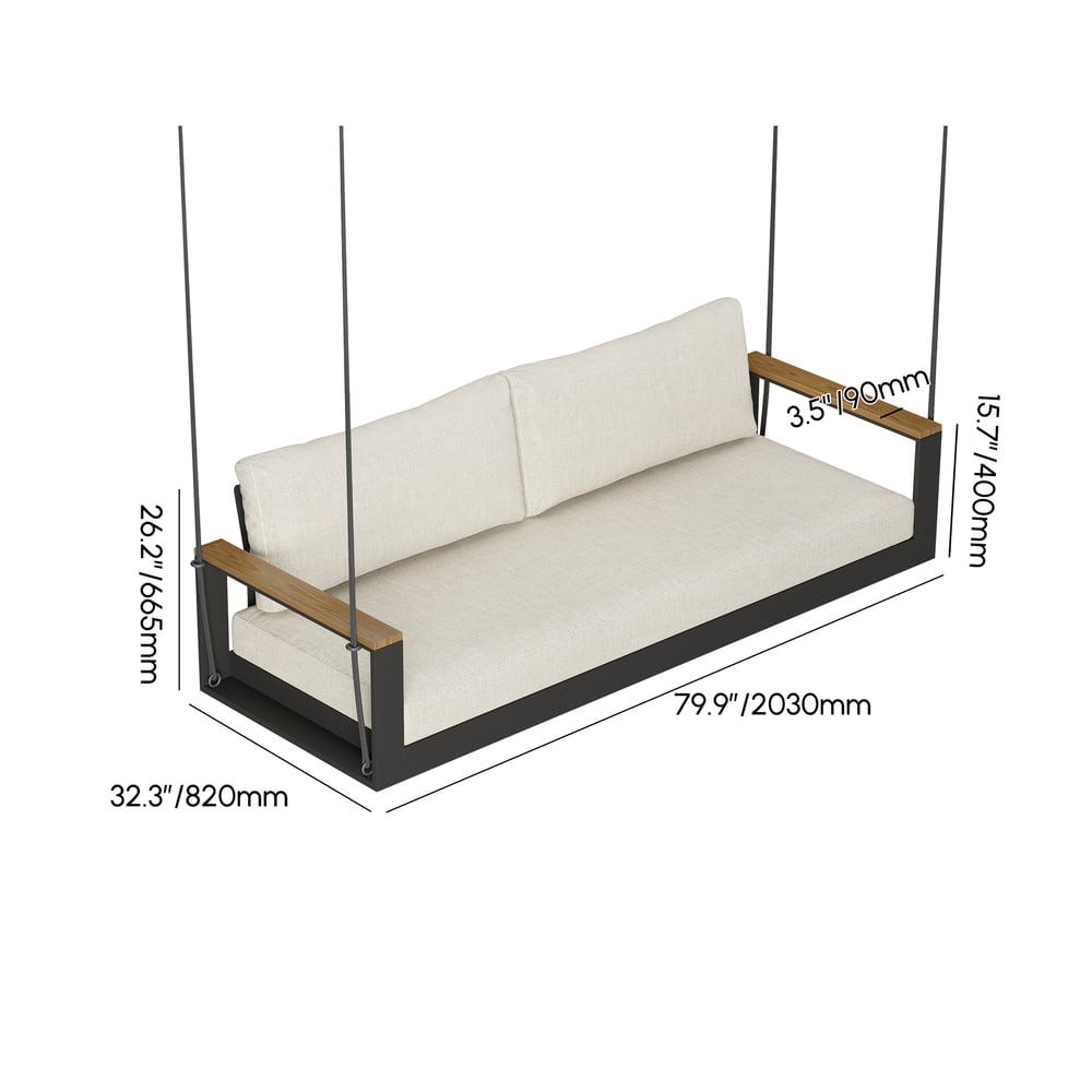 Axis Outdoor Hanging Daybed in Beige Aluminum with Cushion weights dimensions image