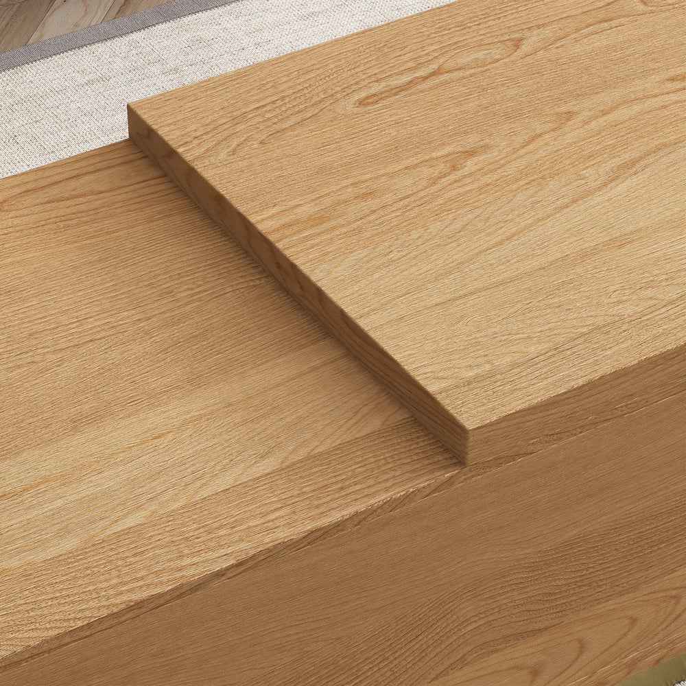 Table basse rectangulaire extensible naturelle Mordelle (1000 mm -1800 mm) image de fenêtre