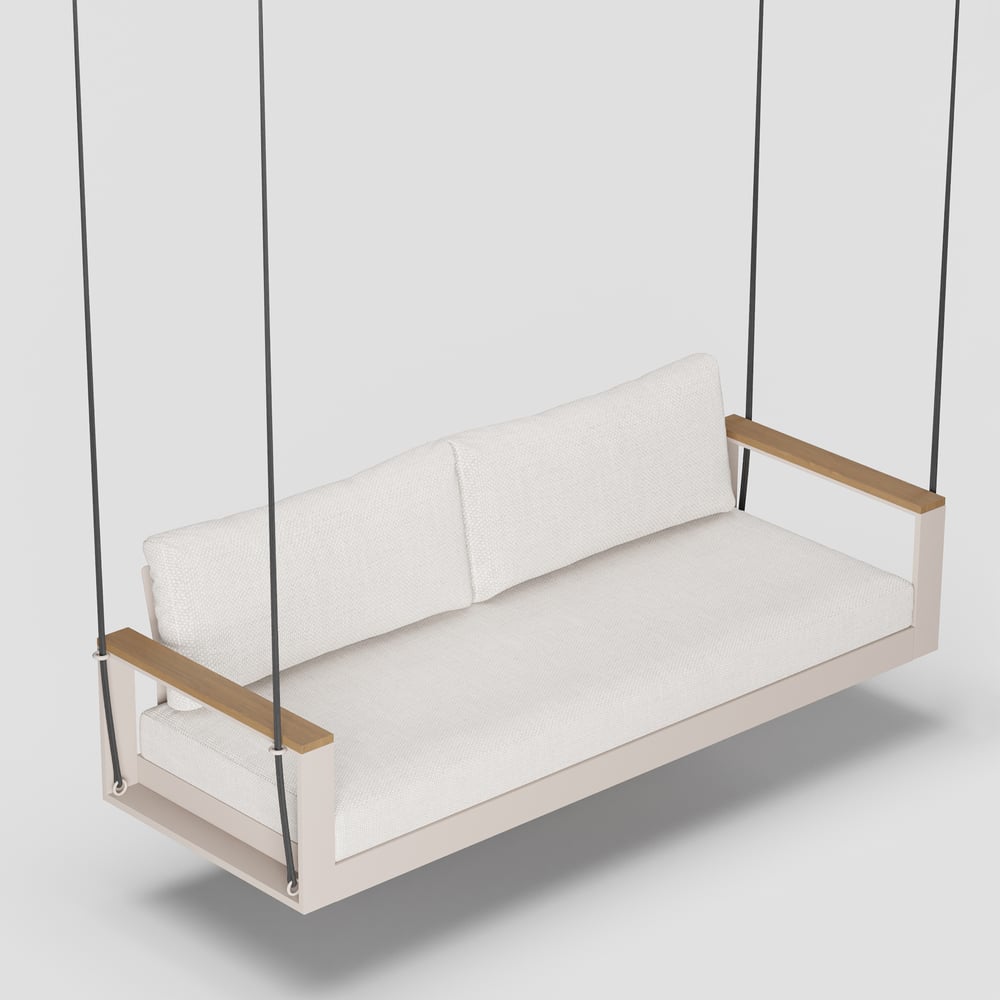 Axis Outdoor Hanging Daybed in Warm White Aluminum with Cushion window image
