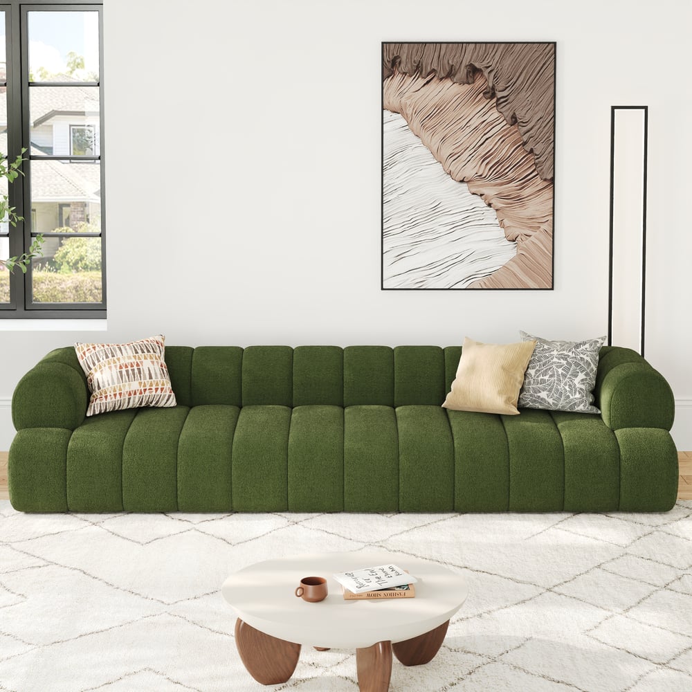 Nimbus 3120mm 3-Seater Channel Chenille Velvet Sofa window image