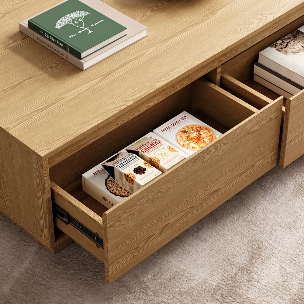 Mesa de café retangular de blocos naturais de meados do século de 1200 mm Imagem da janela