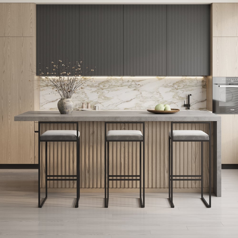 Isola da cucina in legno stile Japandi da 1800 mm Immagine della finestra