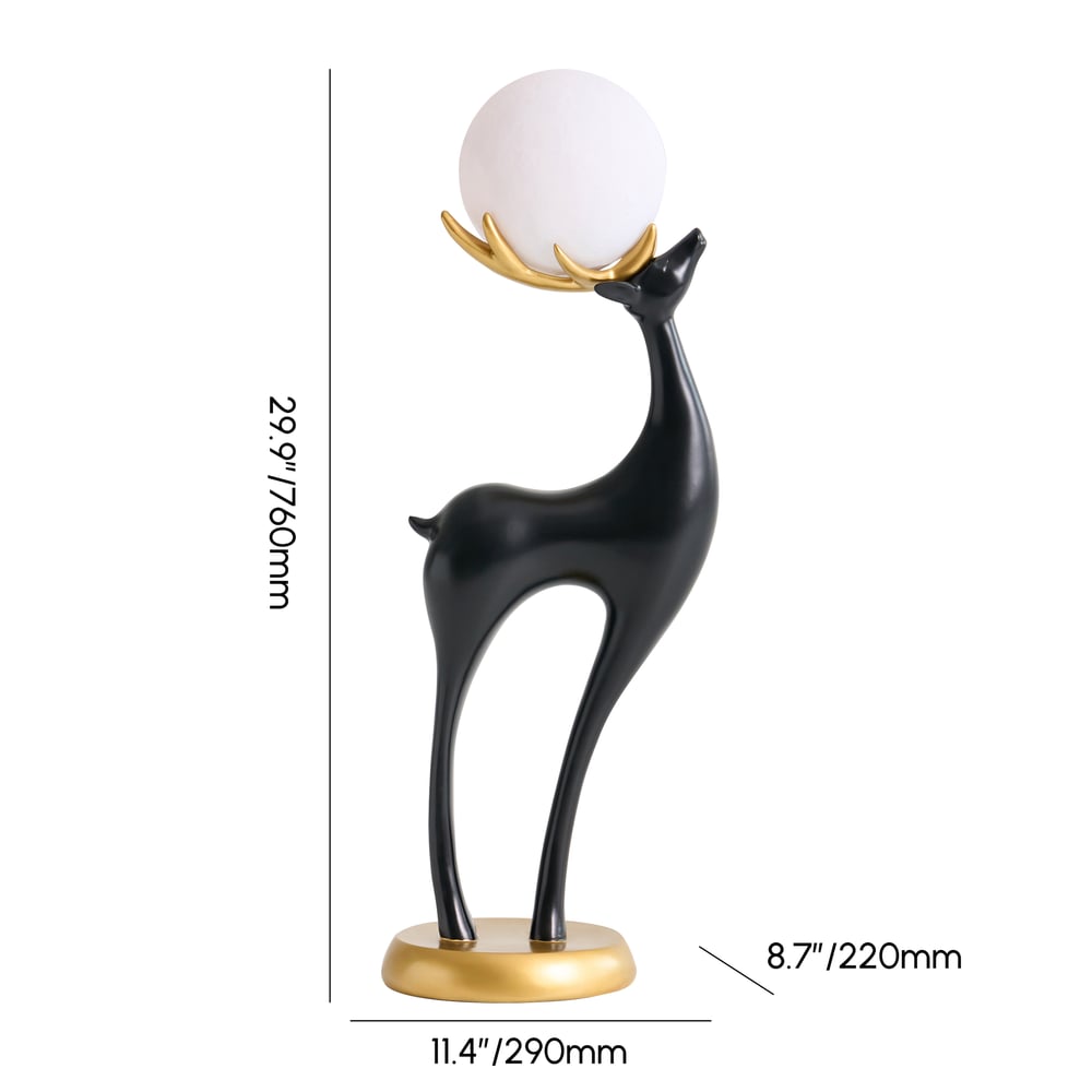 Modern Resin Deer Floor Lamp with Remote Control – 30" Tall with Light-Up Ball weights dimensions image