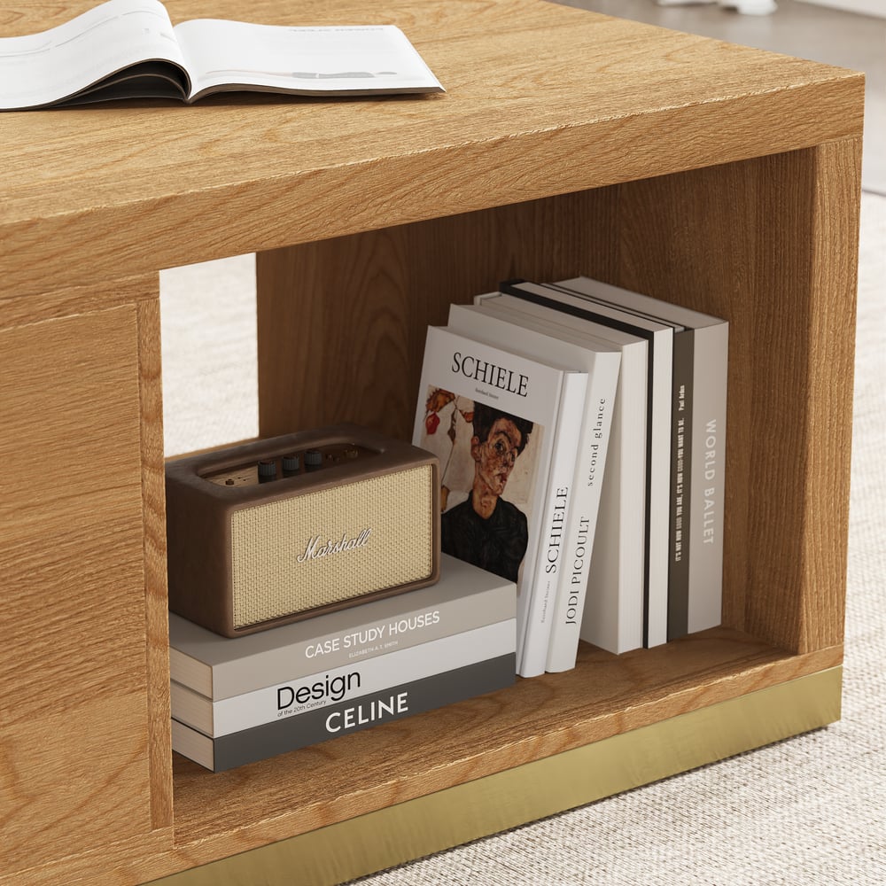 Table basse rectangulaire extensible naturelle Mordelle (1000 mm -1800 mm) image de fenêtre