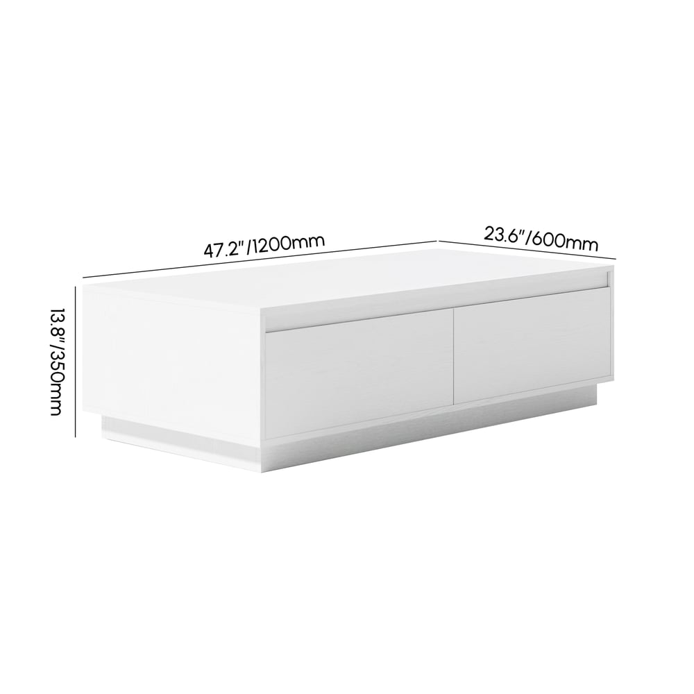 47" Mid Century Rectangular White Block Coffee Table weights dimensions image