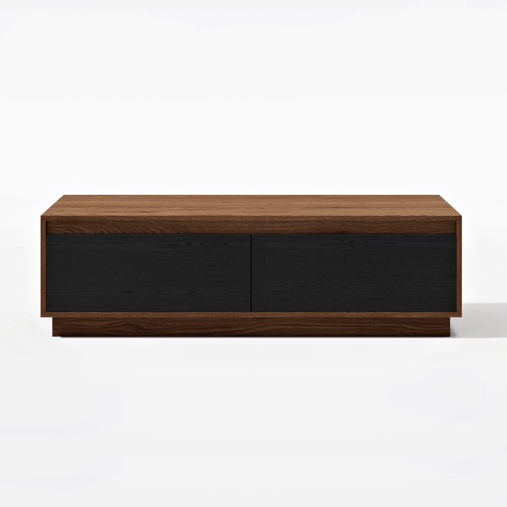 47" Mid Century Rectangular Black & Walnut Block Coffee Table window image