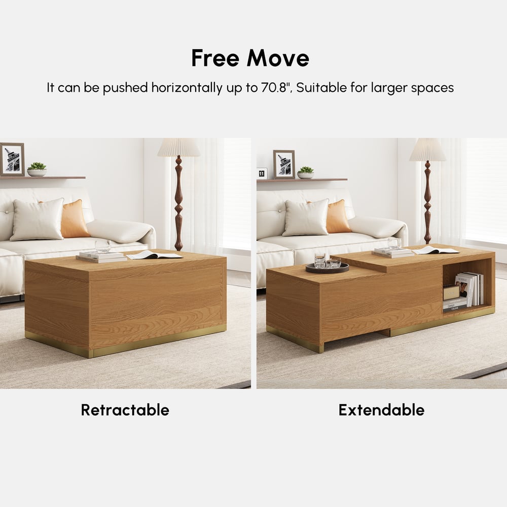 Ensemble meuble TV extensible et table basse Mordelle Natural image de fenêtre