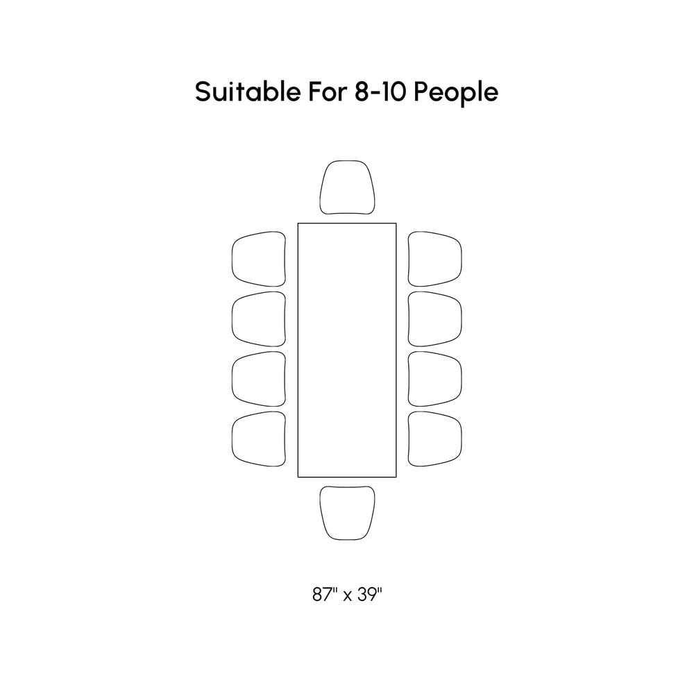 Luxotic Series 86.6" Modern Rectangle Dining Table Sintered Stone Top Seats 6-8 weights dimensions image