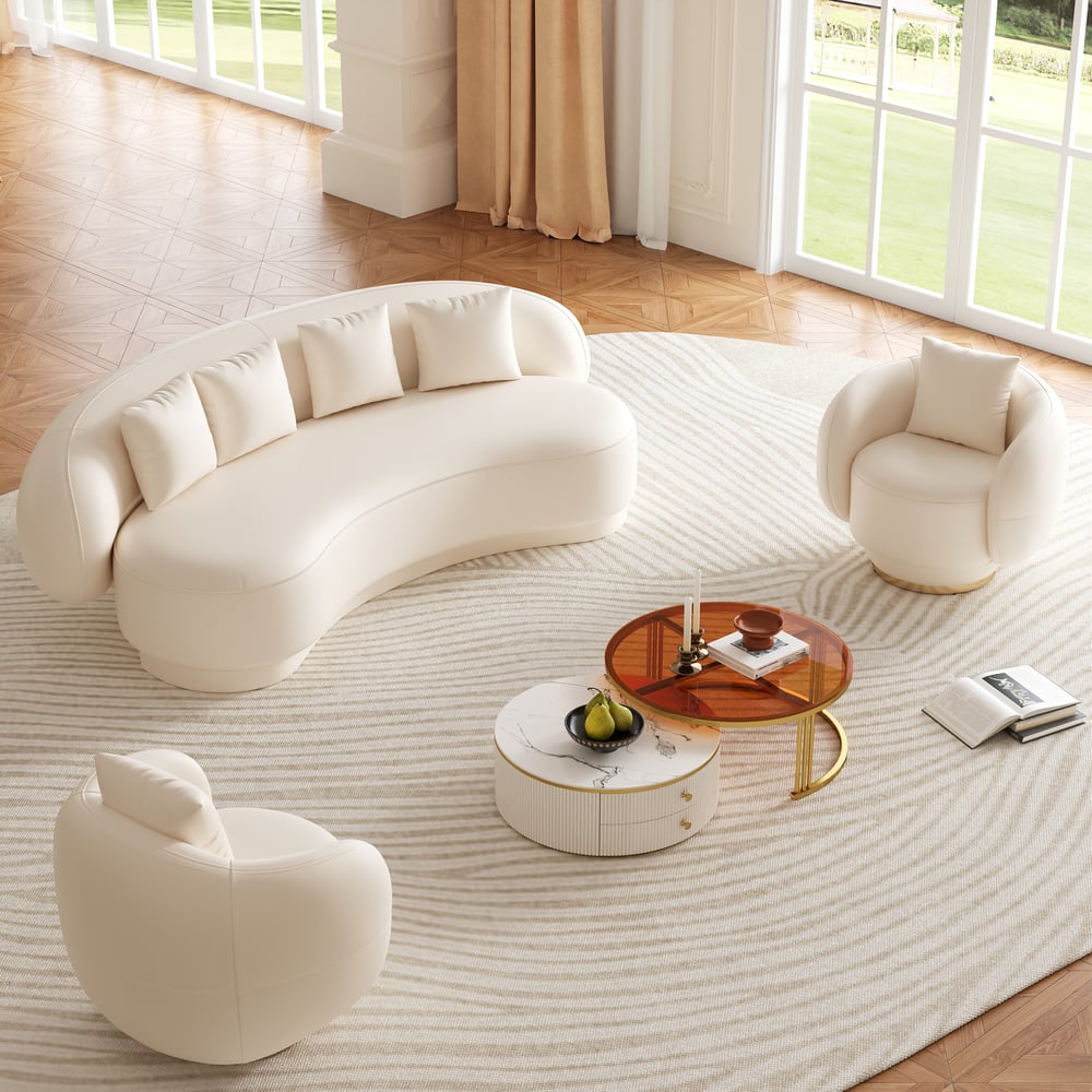 Customer Reviews for Suncurve Modern Leather Upholstered Sofa 3-Seater Sofa 82.7" White Sofa