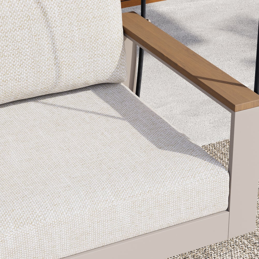 Axis Outdoor Swing Sofa in Warm White Aluminum with Cushion window image