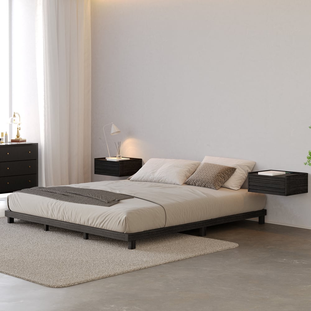 Japanese Style Black King Floor Bed window image