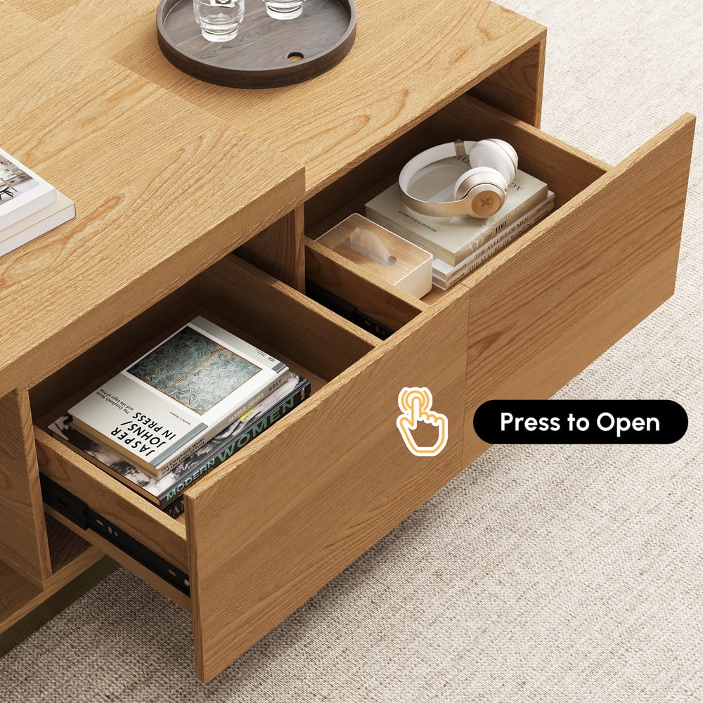 Table basse rectangulaire extensible naturelle Mordelle (1000 mm -1800 mm) image de fenêtre