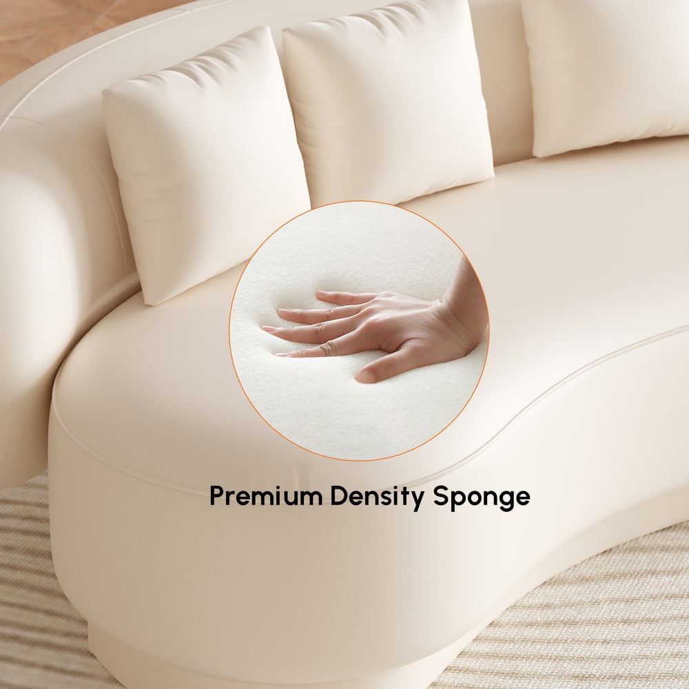 Suncurve Modern Leather Upholstered Sofa 3-Seater Sofa 82.7" White Sofa window image