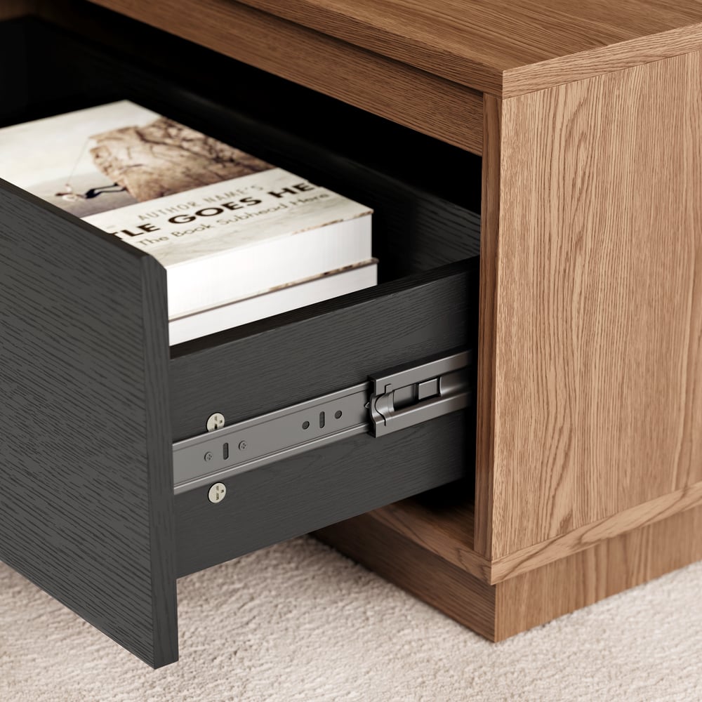 47" Mid Century Rectangular Black & Walnut Block Coffee Table window image