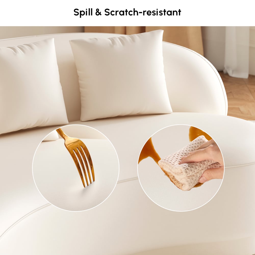 Suncurve Modern Leather Upholstered Sofa 3-Seater Sofa 82.7" White Sofa window image