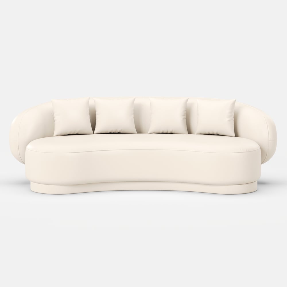Suncurve Modern Leather Upholstered Sofa 3-Seater Sofa 82.7" White Sofa window image