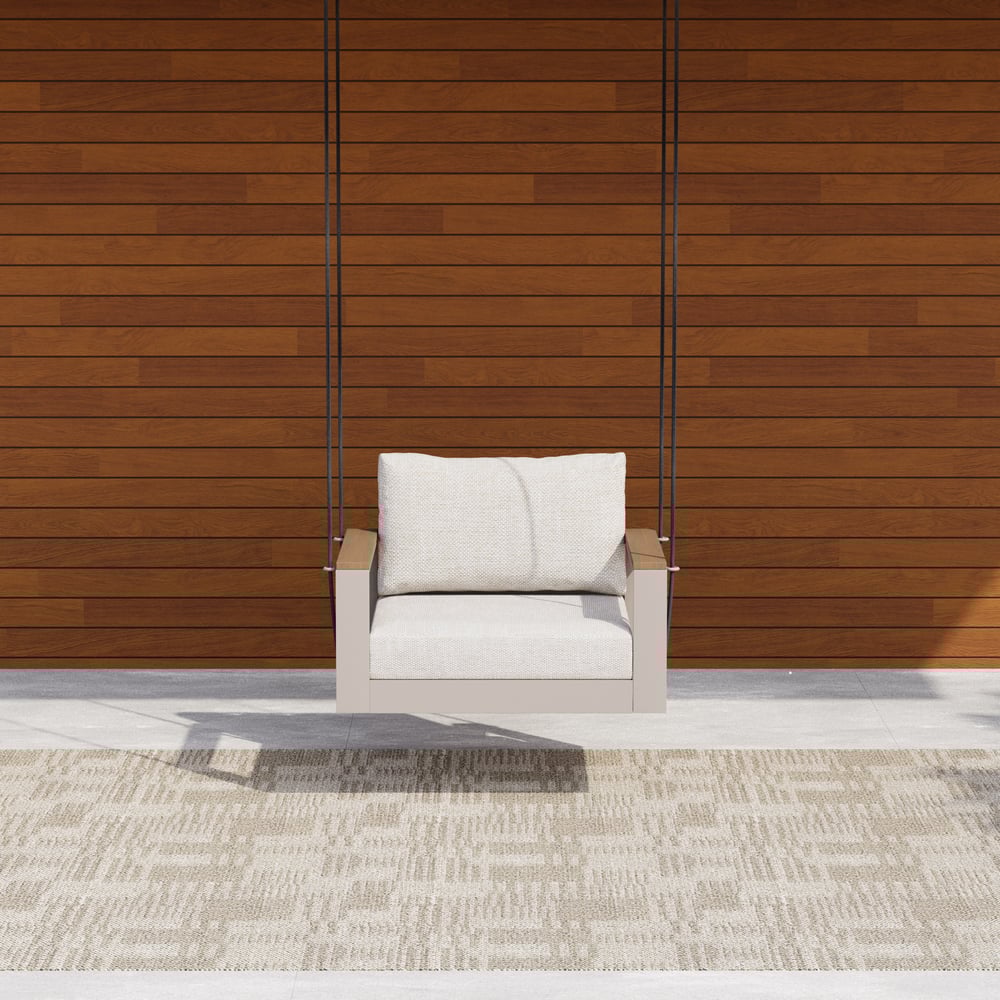 Axis Outdoor Swing Sofa in Warm White Aluminum with Cushion window image
