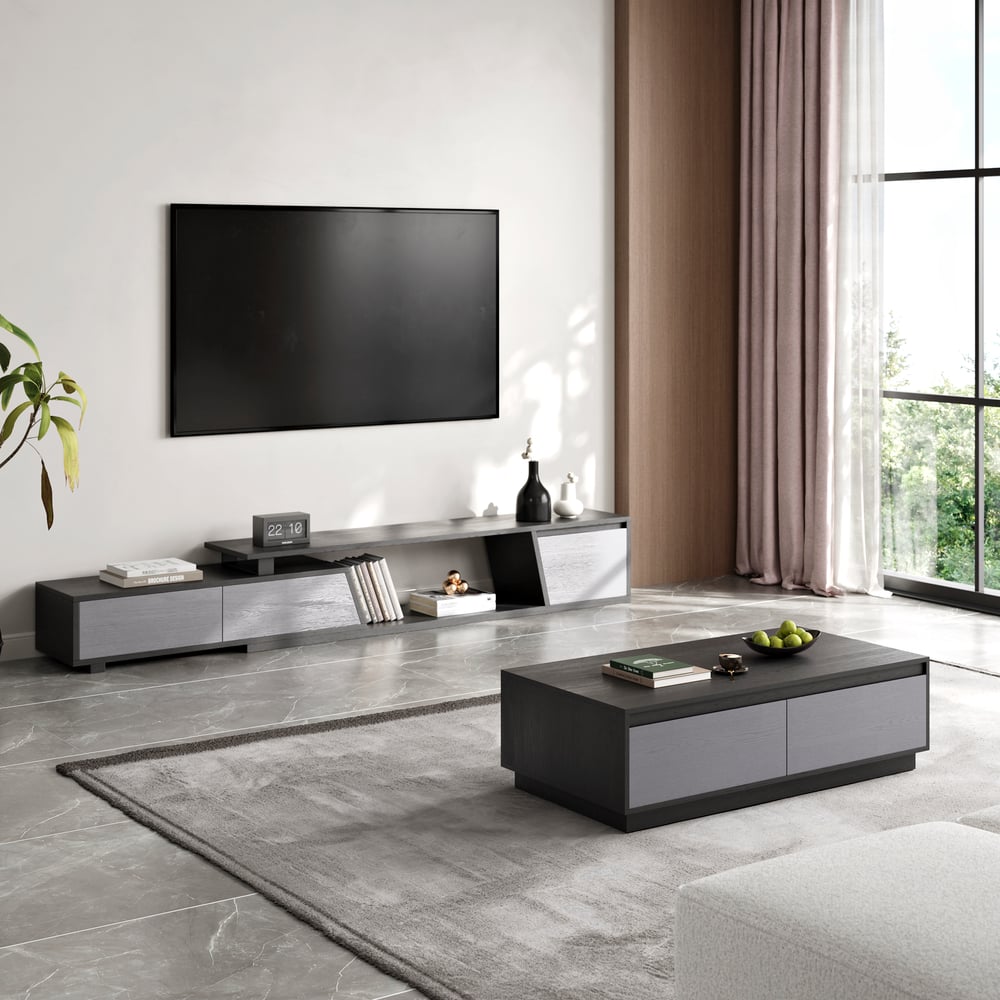 Tavolino da caffè rettangolare Mid-Century Block da 1200 mm Immagine della finestra