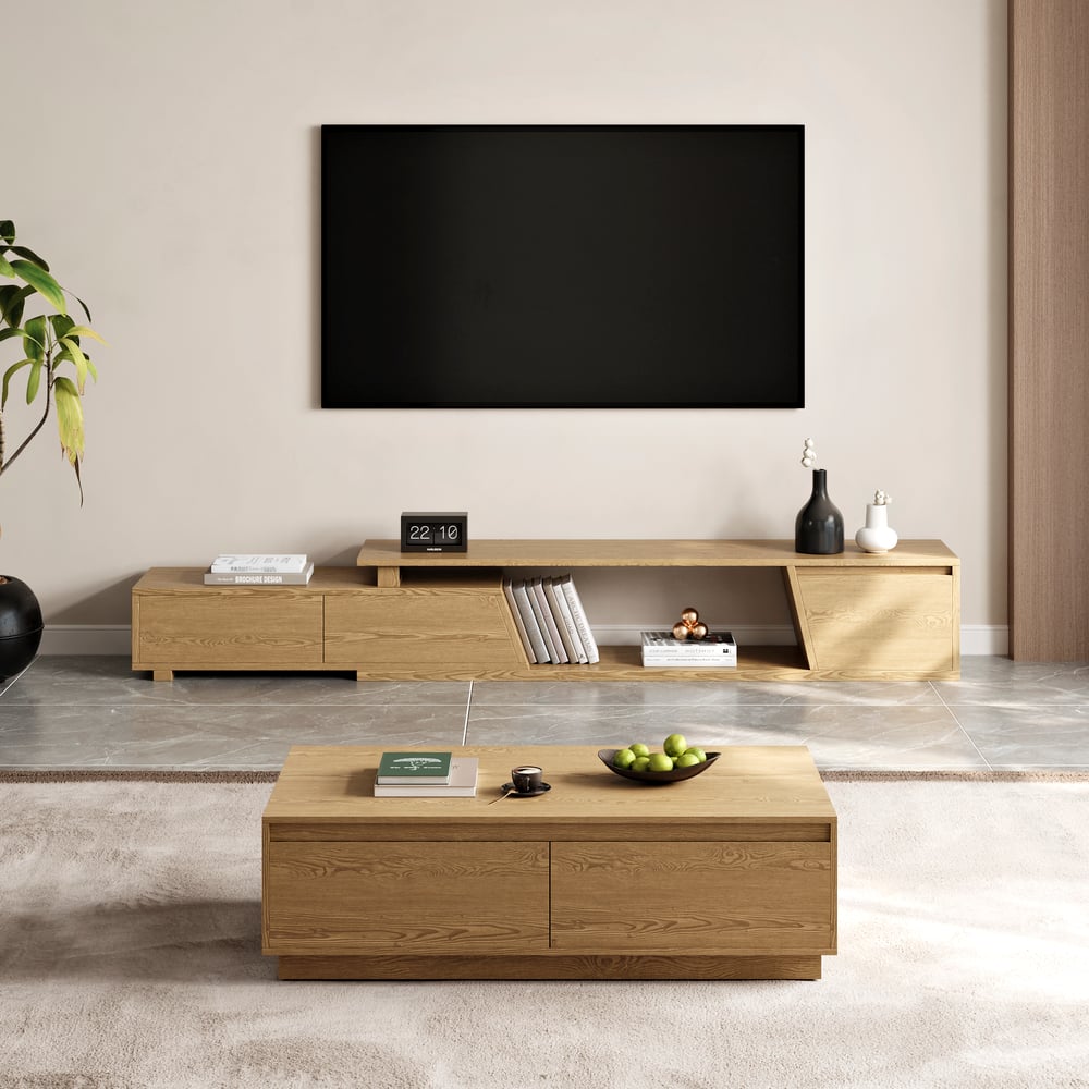 Mesa de café retangular de blocos naturais de meados do século de 1200 mm Imagem da janela