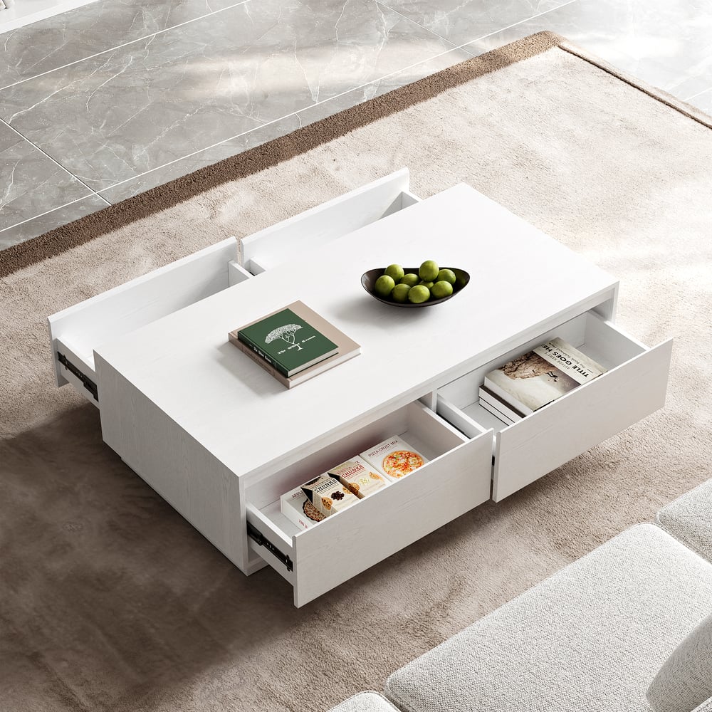 47" Mid Century Rectangular White Block Coffee Table window image