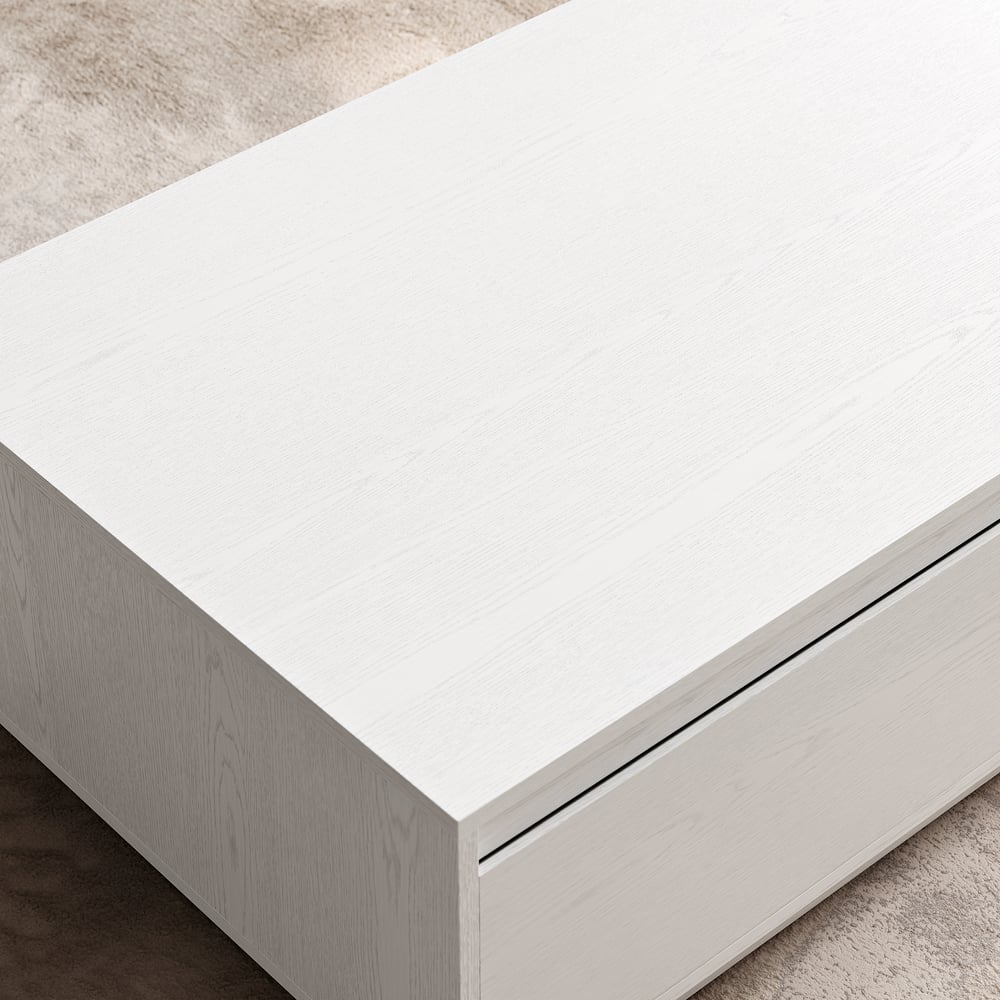 47" Mid Century Rectangular White Block Coffee Table window image