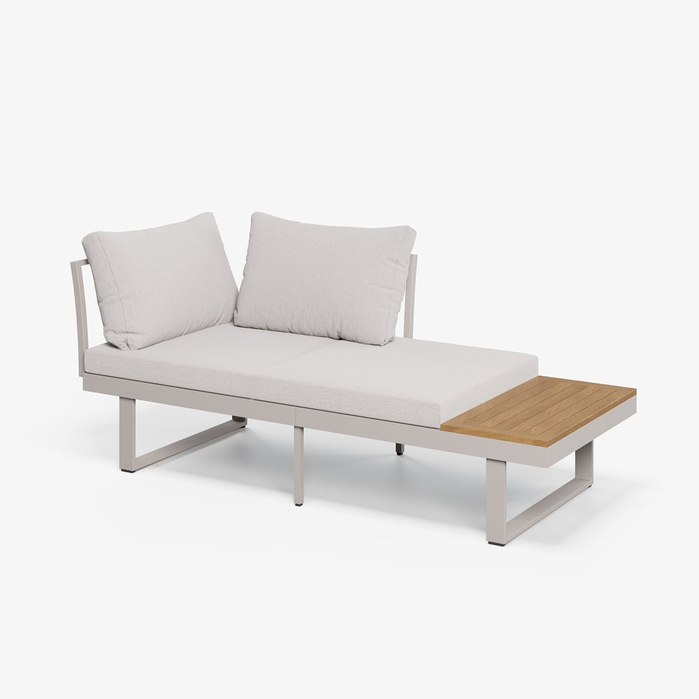 Slatera Outdoor Acacia & Aluminum Modular Sofa Set in Light Gray with Black Cover window image