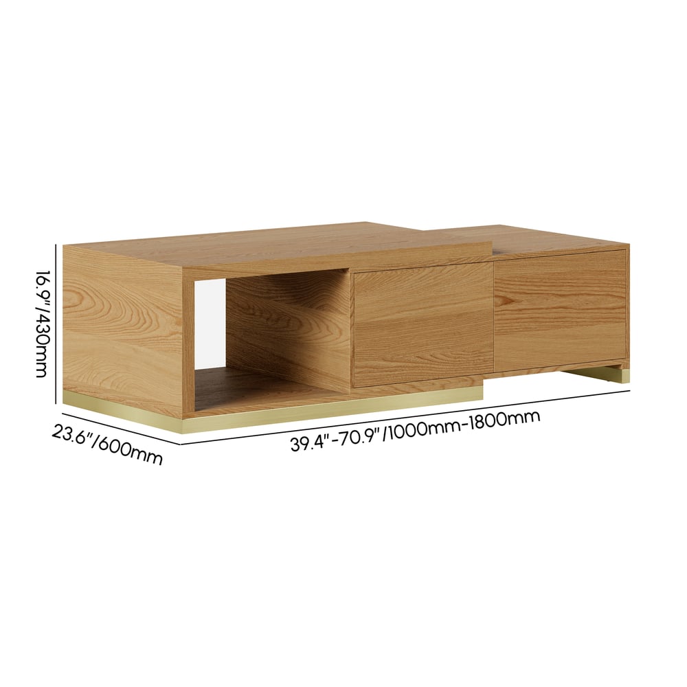 Ensemble meuble TV extensible et table basse Mordelle Natural Poids, dimensions, image