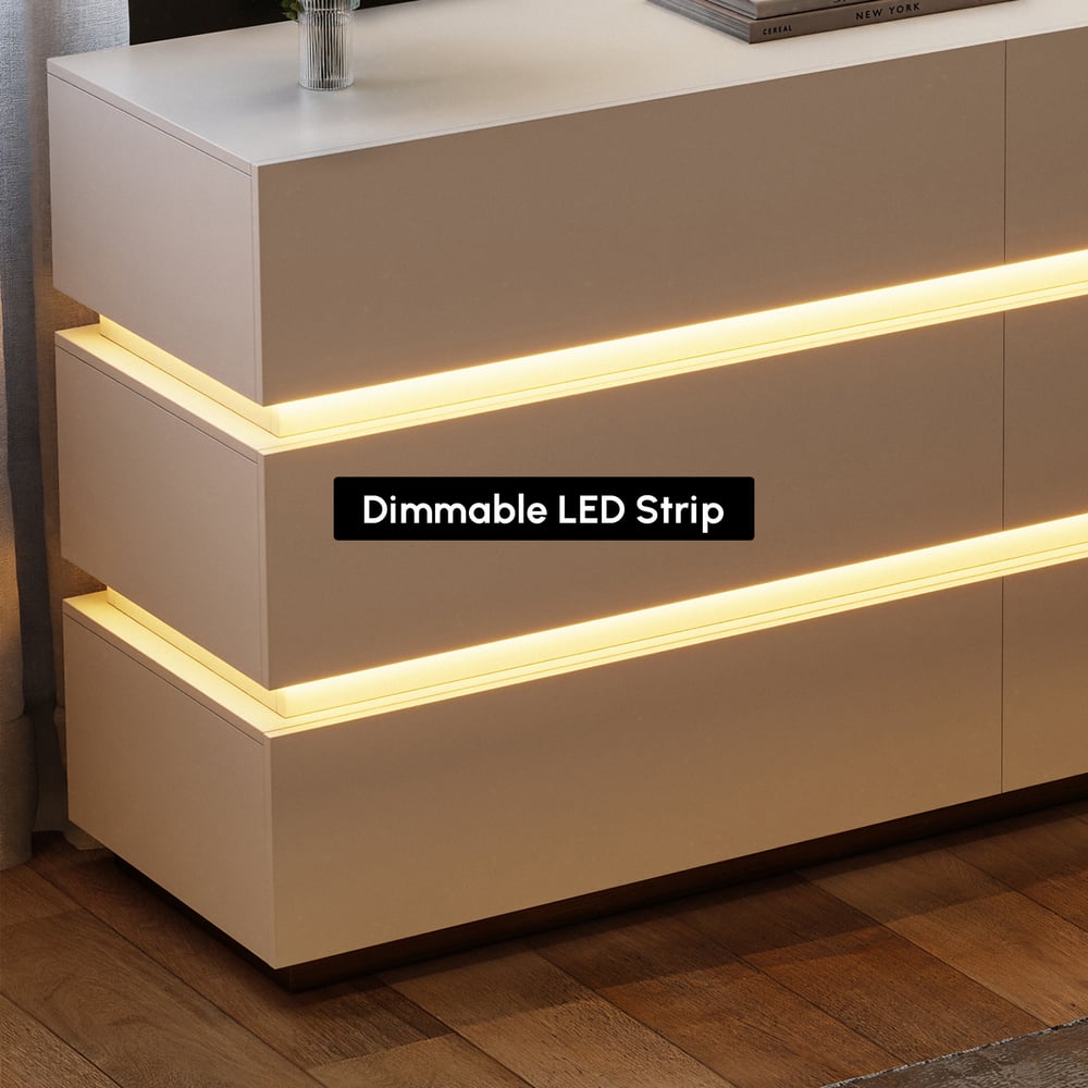 Lumio 47" LED 6-Drawer Dresser with Charging Station window image