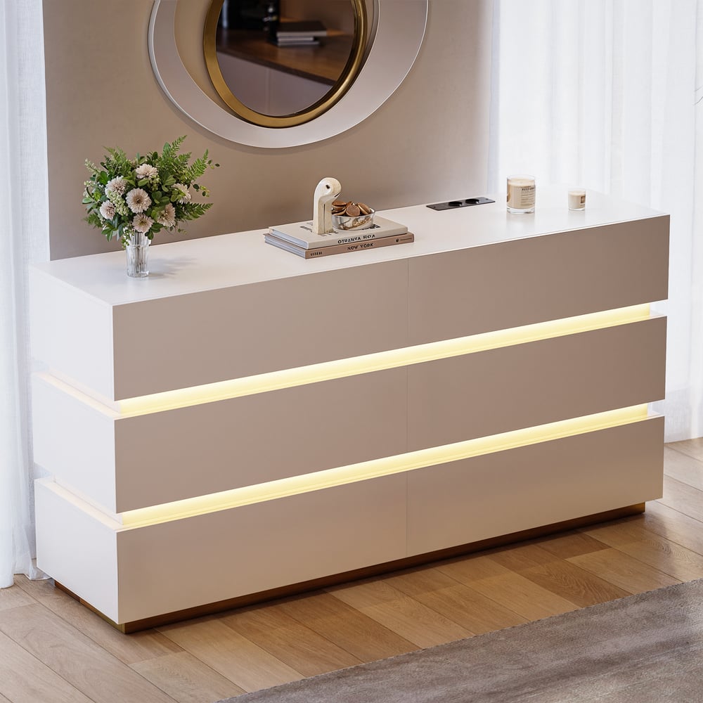 Lumio 47" LED 6-Drawer Dresser with Charging Station window image