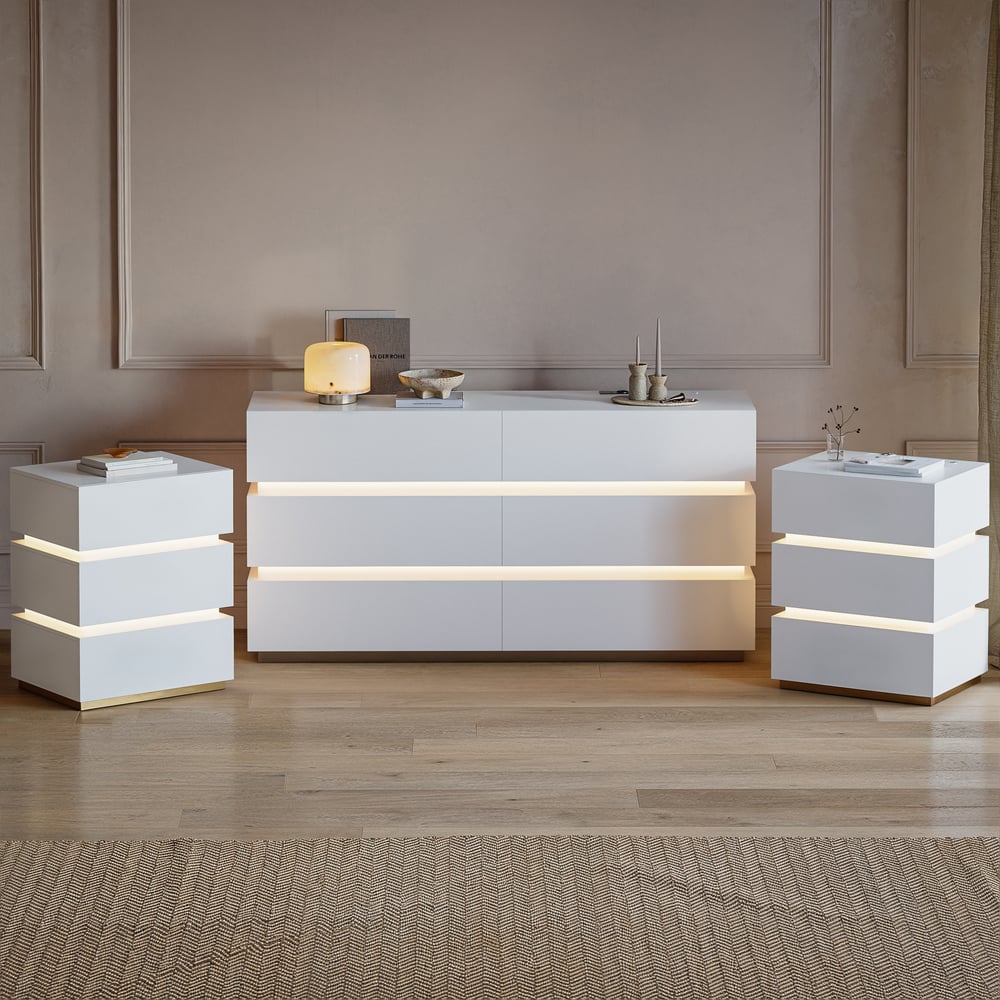 Lumio 47" LED 6-Drawer Dresser with Charging Station window image