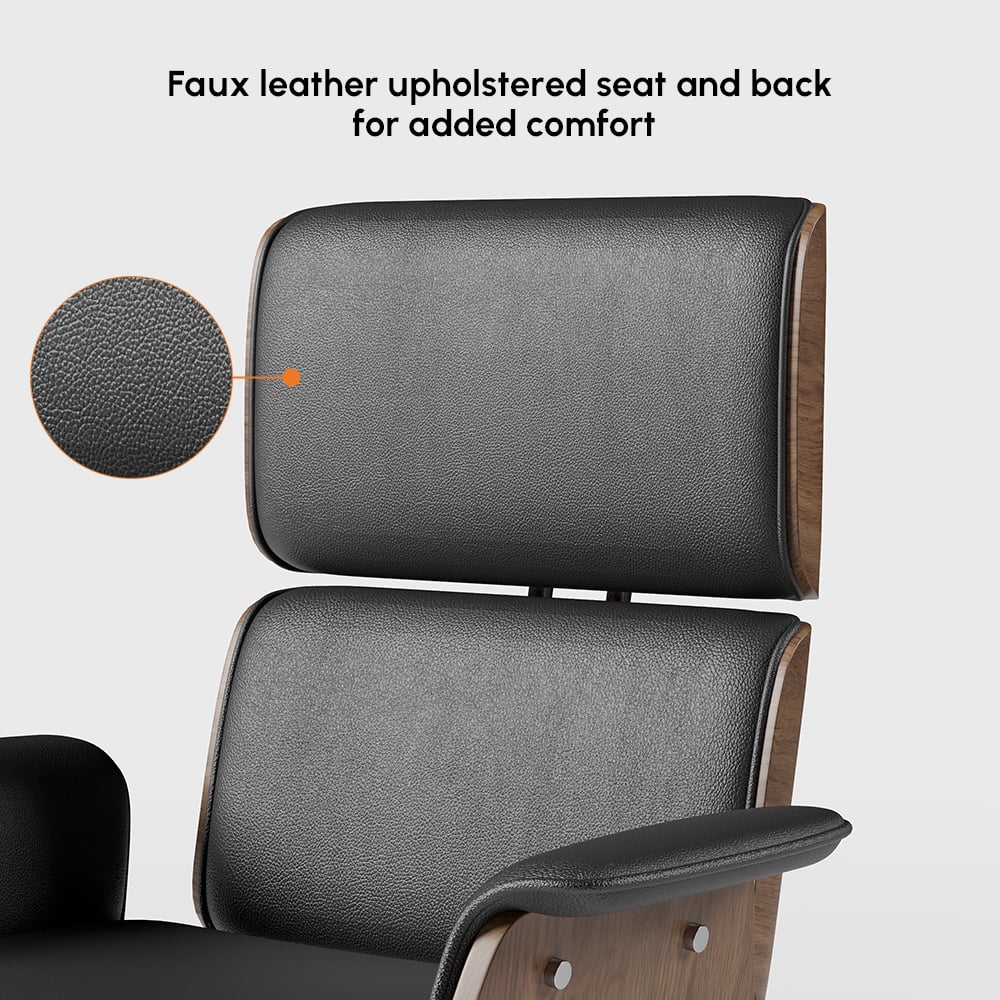 Black Wooden Adjustable Height Swivel Upholstered Desk Chair Home Office window image