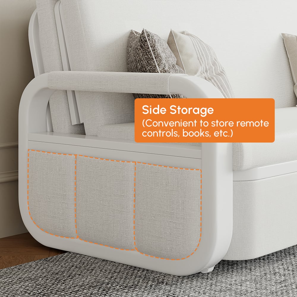 Lněná rozkládací pohovka 2-místná obrázek okna