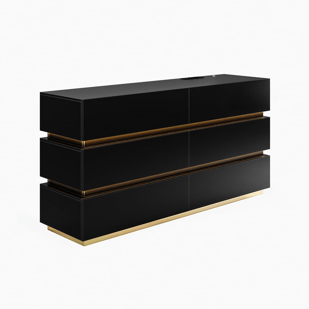 Lumio 1500mm LED 6-Drawer Dresser with Charging Station window image