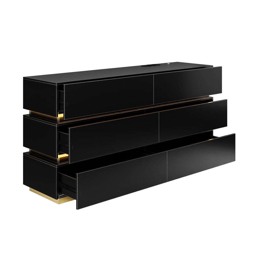 Lumio 1500mm LED 6-Drawer Dresser with Charging Station window image