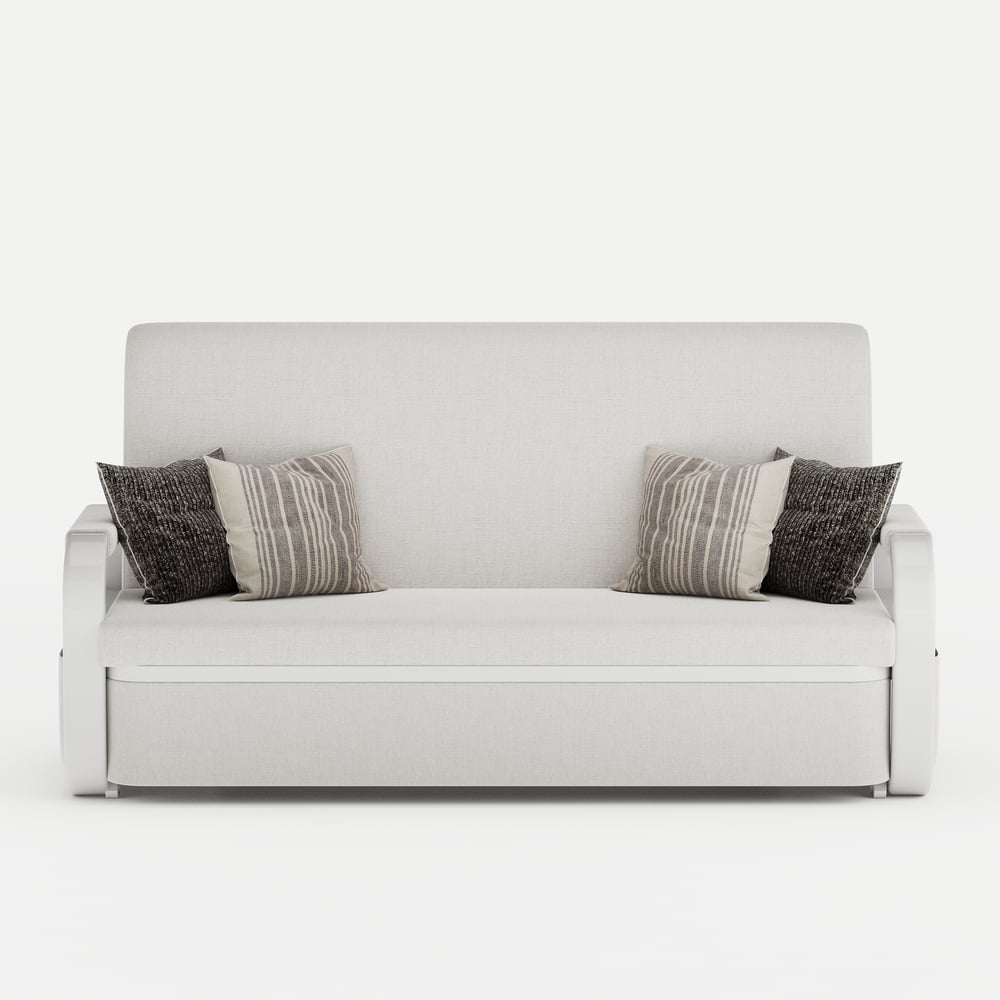 Lněná rozkládací pohovka 2-místná obrázek okna