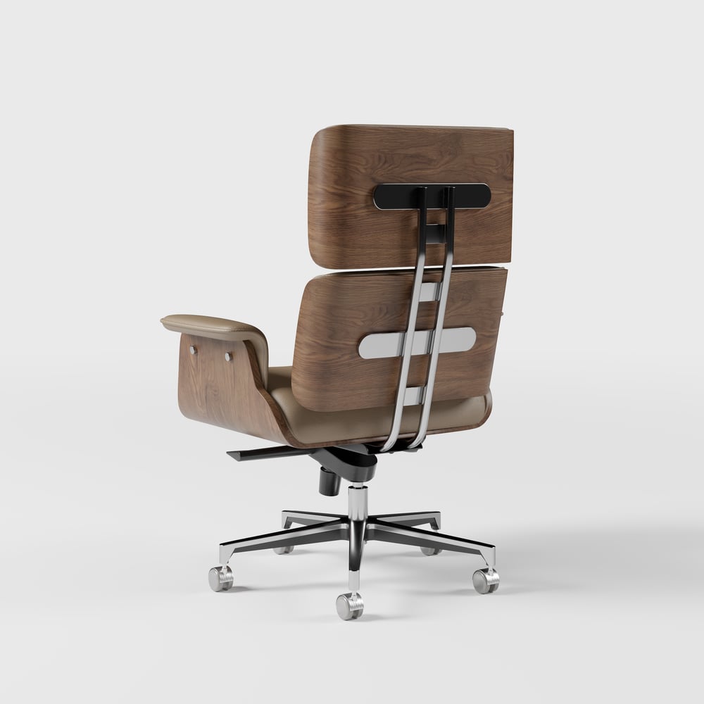 Modern Khaki Home Office Chair Swivel Upholstered Wooden Desk Chair Adjustable Height window image