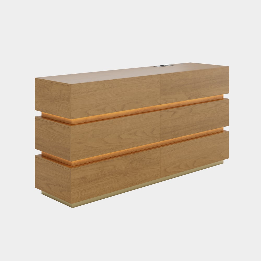 Cômoda LED Lumio 1500mm com 6 gavetas e estação de carregamento Imagem da janela